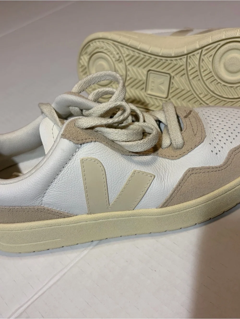 Veja Low-Top Sneakers in Cream and Beige
